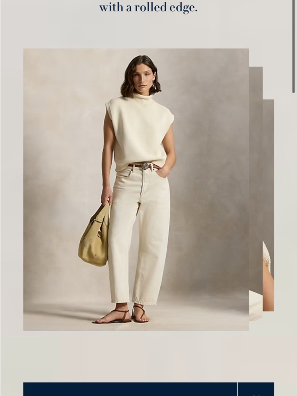 Polo by Ralph Lauren Cream Turtleneck Knit Vest